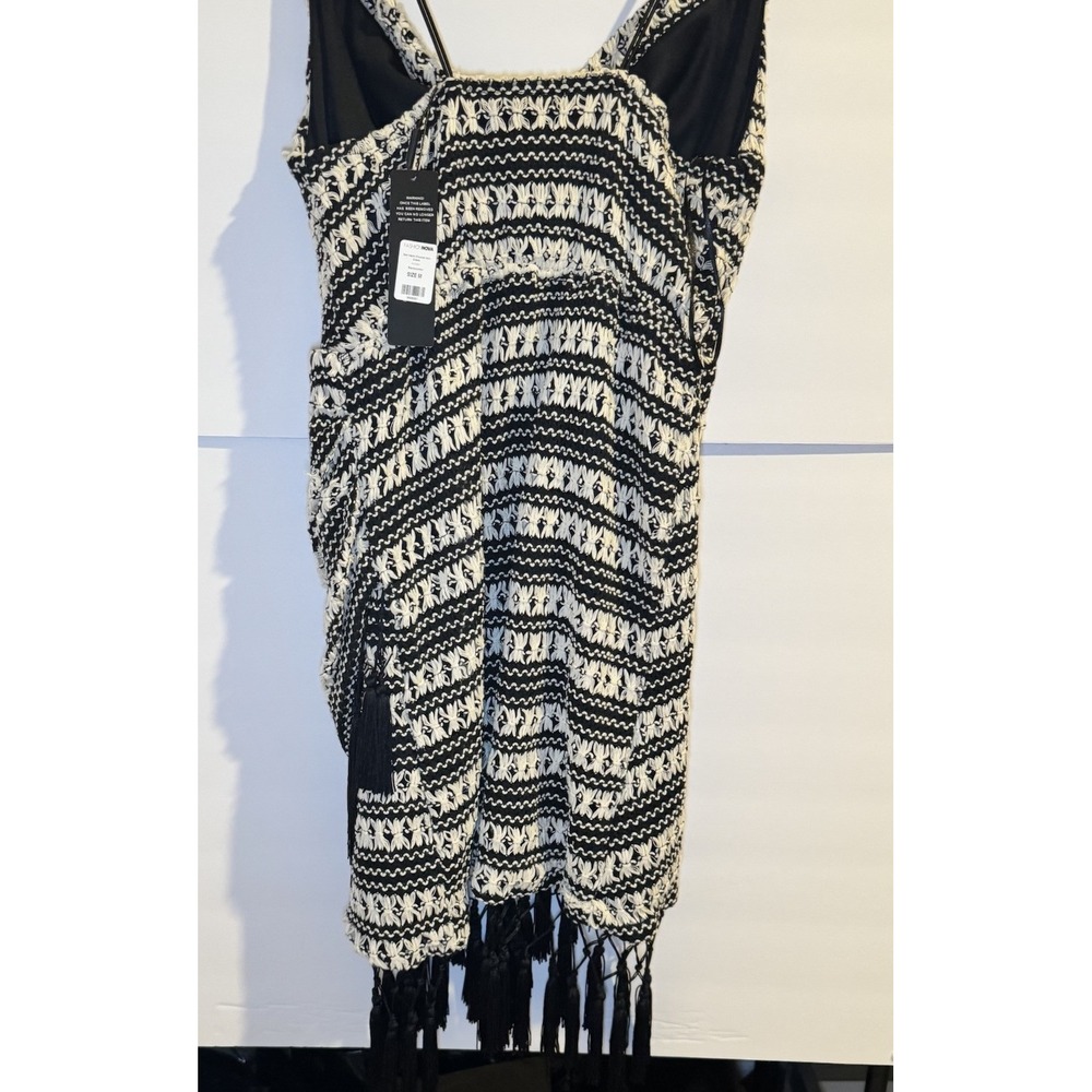 New Fashion Nova Bali Miami Crochet Mini Dress Fringe Trim Size Medium - Picture 4 of 5